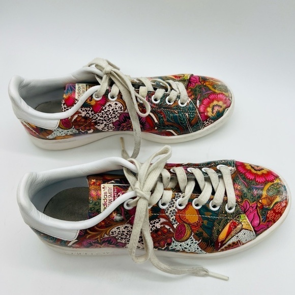 ADIDAS STAN SMITH WOMENS COLORFUL FLORAL & FRUITY LACE UP LEATHER SNEAKERS SZ 7 - Picture 8 of 15